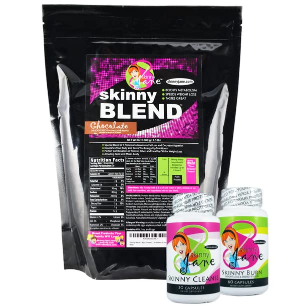 Weight Loss Kit, Quick Slim Kit, Diet Kit, Best Tasting Protein Shakes for Women, Appetite Suppresant Fat Burner Pill, Cleanse and Detox, Fast Weight Los, Skinny Jane - Chocolate