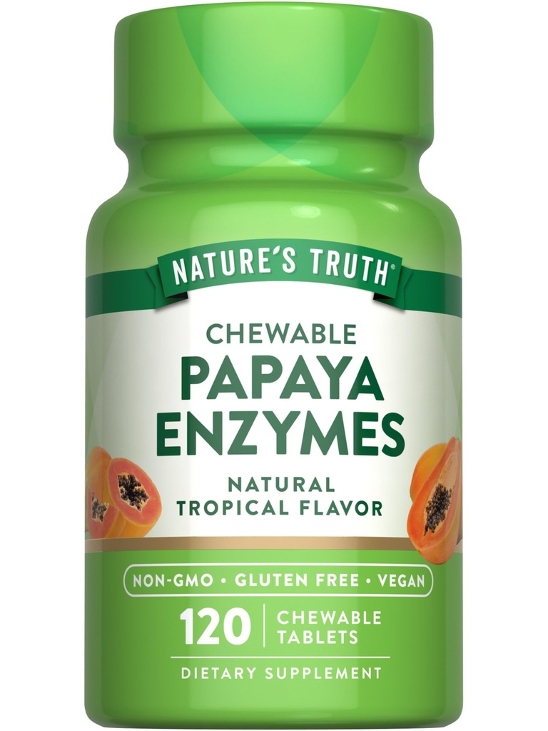 Nature 's Truth Papaya Enzyme Chewable Tablet nomor 124; 120 Count 124; Vegan, Non-GMO & Gluten Free Suplement for Ditraffic 124; Natural Tropical Flavor