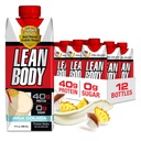 Lean Body Ready-to-Drink Pina Protein Shake, 40g Protein, Whey Blend, 0 Sugar, Gluten Free, 22 Vitamin & Minamins, 17 Fl Oz (Paket 12)