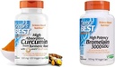 Dokter 'S BEST DRB-00107 High Absorpsi Curcumin dari Turmeric Root dengan C3 Complex & BioPerine 500mg & 3000 GDU Bromelain Proteolytic Digezimes Support, Suppplemen Kesehatan