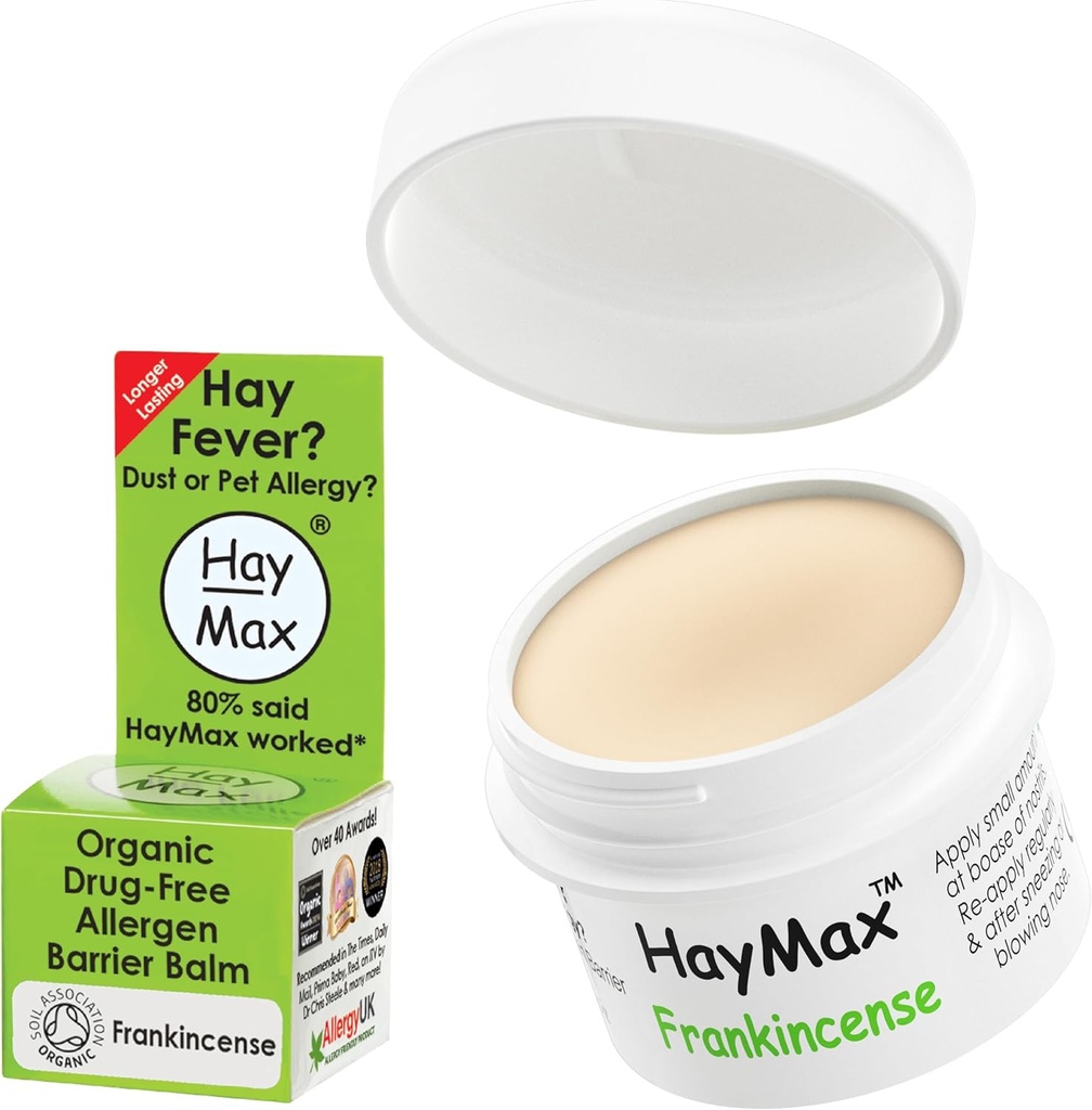 HayMax Allergen Barrier Balim - Frankindusk 0.17 lf oz - Organik, Natural & Non-Drowsy Hay Fever & Allergy Relief Balim - Blocked Pollen & Allergen Particles - Great for Dewasa, Anak-anak & Pregnant