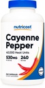 Nutricost Cayenne Pepper 530mg, 240 Kapsul - 40.000 Unit Panas, Gluten Bebas, Non- GMO