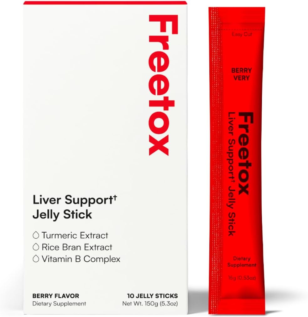 Freetox Liver Detox Jelly Sticks - Pre- Party Hangover Support & Next- Day Recovery Suplemen - Hidration + Antioksidants - Berry Flavor - 10 Stick Pack