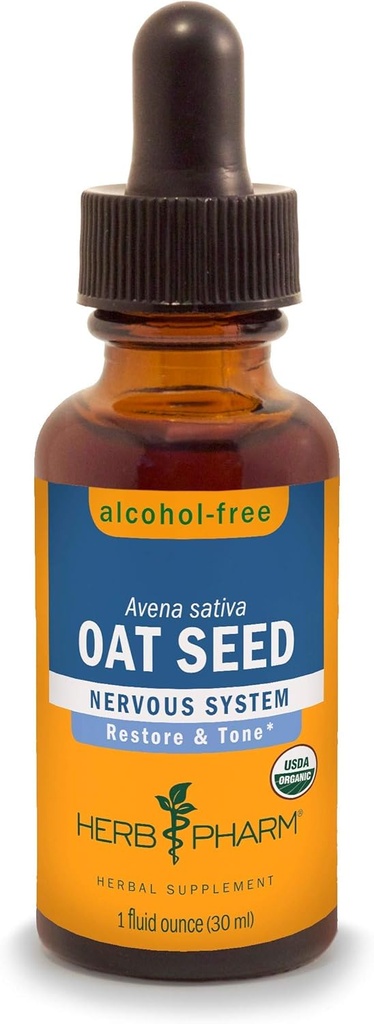 Herb Pharm Certified Organic Alcohol- Free Oat Seed Glycerite for Nervous System Support - 1 Fl Oz (Paket 1)