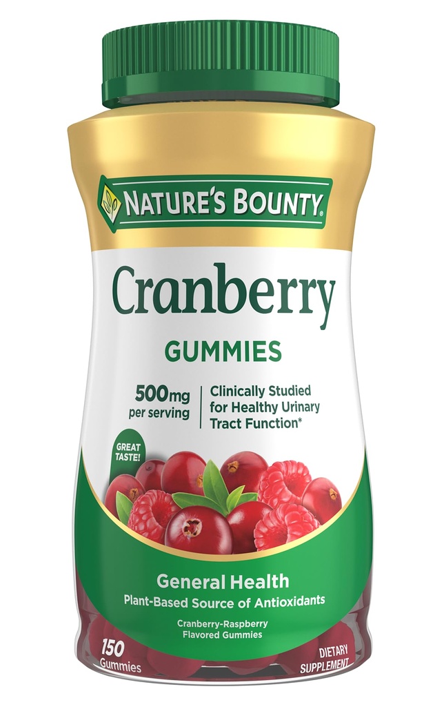 Nature 's Bounty Cranberry Gummies, Urinary Trakt Dukungan, 500 mg, Cranpberry Flavor, 150 Ct