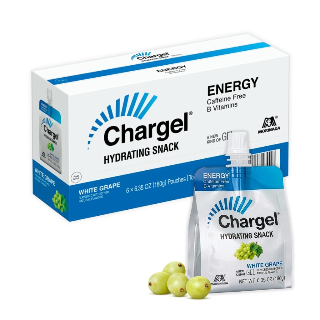 Chargel White Grape, Caffeine- Free Instant Energy Gel Running, Bilking, Workout, Hiking Essentials for Women, Gifts for Runners - Carbs Vitamin, Gluten Free - Pack of 6 Gels - 6.35oz Masing-masing