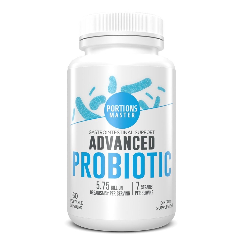 Portions Master Progories 5.75 Billion CFU, Daily Probiotic dan Organic Prebiotic Suplement for Gut Health, Digetical Support and Imune Balance, Non- GMO, Gluten- Free, Dairy- Free (60 Capsules)