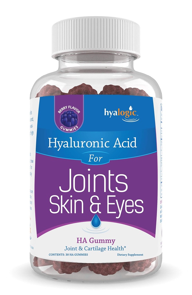 Hyalgic Hyaluronic Acid Gummies Mixed Berry HA Gummies - Gluten- Free Gummy Vitamin for Dewas - HA Suplemen Joints, Skin & Eyes (30 Count)