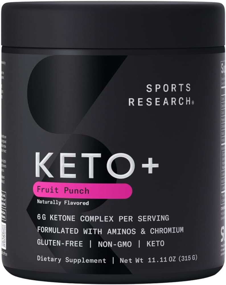 Sports Research Keto Plus Exotious Ketones with goBHB - 30 Servings; Keto Electrolite Powder for Hydration, Energy, Focus & Ketosis 124; Keto Certifikasi, Vegan Friendly (Frud Punch)