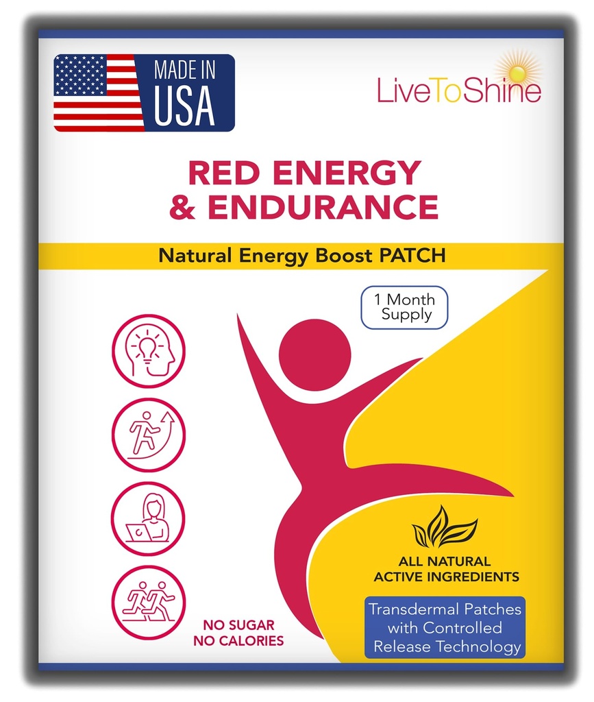 Red Energy & Endurance Patch - Natural Energy - USA Made - 30 Patch