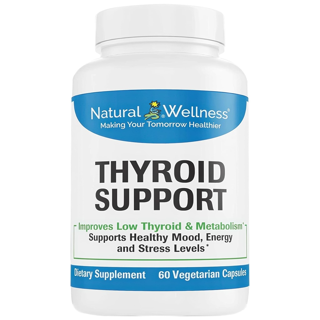 Dukungan Thyroid Natural Wellness - Iodin, Selenium & L-Tyrosine Suplement for Healthy Thyroid Fungsi, Energi, dan Metabolisme - Dukungan Thyroid bagi Perempuan & Pria - 60 Vegetarian Capsules