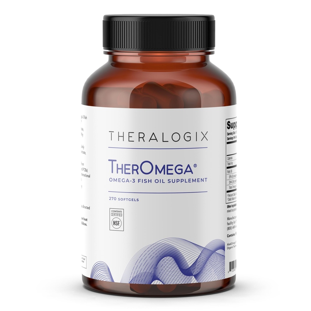 Theralogix TherOmega Omega-3 Tambahan Minyak Ikan - Mendukung Jantung, Otak, Imune & Gabungan Kesehatan * - 700 mg DHA & EPA dari Wild Alaska Pollock - Sumpably Oil - NSF Cerfused - 270 Softgeels