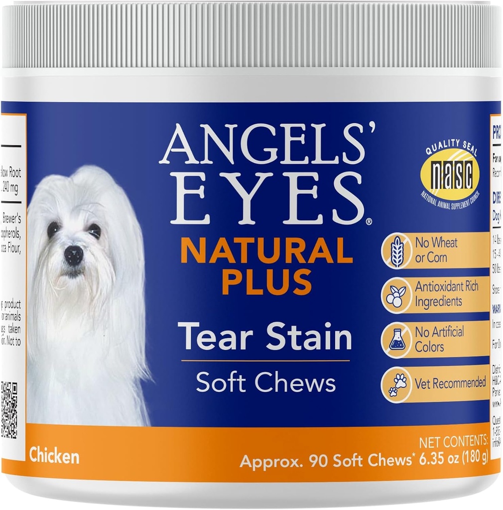 Penata Air Mata Natural Angels Pengunyah Lembut untuk Anjing 124; Chicken Flavor 124;