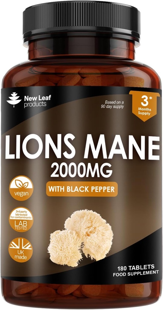 New Leaf Products Lions Mane Mushroom Extract Suplement 2000mg