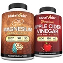 Nutrivein Premium Apple Cider Vinegar Capsules & Magnesium L- Threonate Bundle: Upll-Absorchetic Magnesium Suplement dan Apple Cider Vinegar Suplemen untuk Brain, Gut, & Overall Well-Being