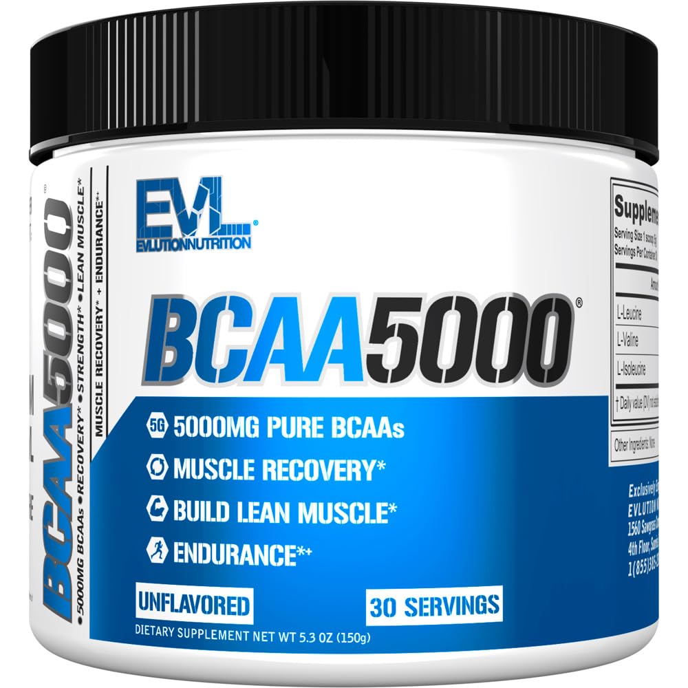EVlution EVL BCAAs Amino Acids Powder - BCAA Powder Post Recout Drink dan Stim Free Pre Workout Energy - 5g Branched Chain Acids Adcids Suplement for Men - Unflashed