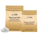 PURE ORIGINAL INGREDIENTS Acid Hyaluronic dan Niacinamide Bundle, Berbagai Sizes, Flush-Bebas, Powder Fine