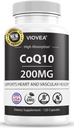 CoQ10 - Dibuat di AS, 120 Kapsul, 200mg (4-Month Suppply), Supply Absorpsi Tinggi Ultra Koenzim Q10 Suplemen - Antioksidant untuk Hati, Vascular Kesehatan dan Energi Boost