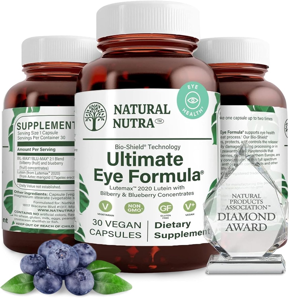 Suplemen Kesehatan Nultra Ultimate Eye - Bilberry & Blueberry Extract Blend for Day and Night Vision Dukungan Warna Promoses & Eye Clarity - Non-GMO, Vegan - 30 Capsules (Paket 2)