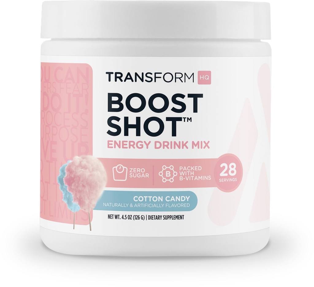 TransformHQ Boost Shot (28 Pelayan, Cotton Candy): Energy Without The Crash - Gluten Free, Non- GMO