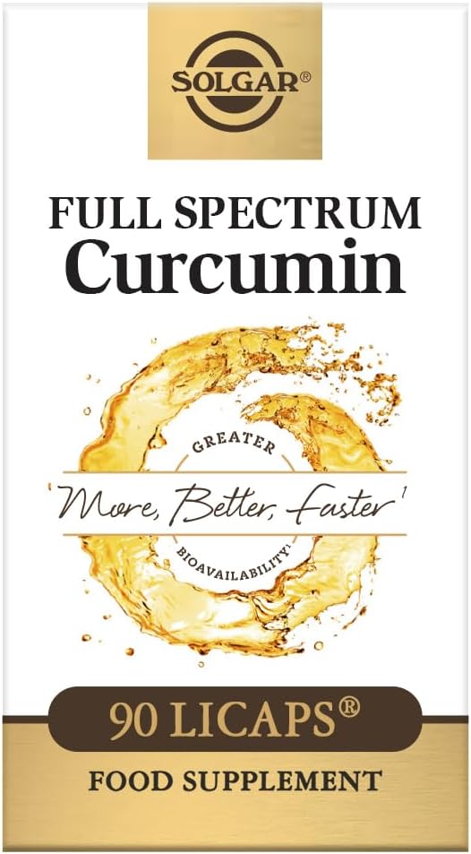 Solgar Curcumin Spectrum Penuh - 90 Licaps - Absorpsi Superior - Otak, Gabungan & Imune Kesehatan - Non-GMO, Vegan, Gluten Bebas, Dairy Bebas - 90 Hamba