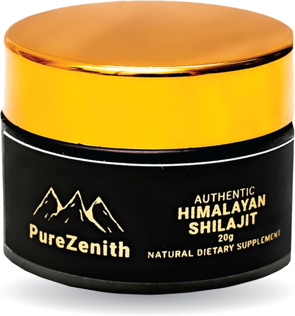 Himalaya Shilajit Resin, 85 + Trace Mineces & Fulvic Acid - Natural Energy & Imune Support Suplemen, Potensi Nutres Tinggi untuk Pria & Wanita, Test Lab - 20 Grams