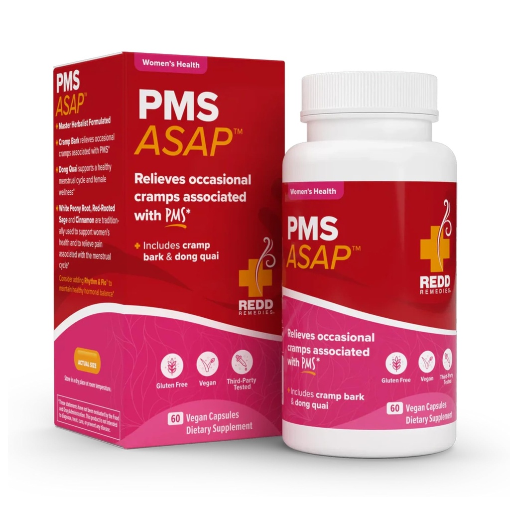 Redd Remedies, PMS ASAP, Includes Kram Bark & Dong Quai, 60 Vegan Capsules