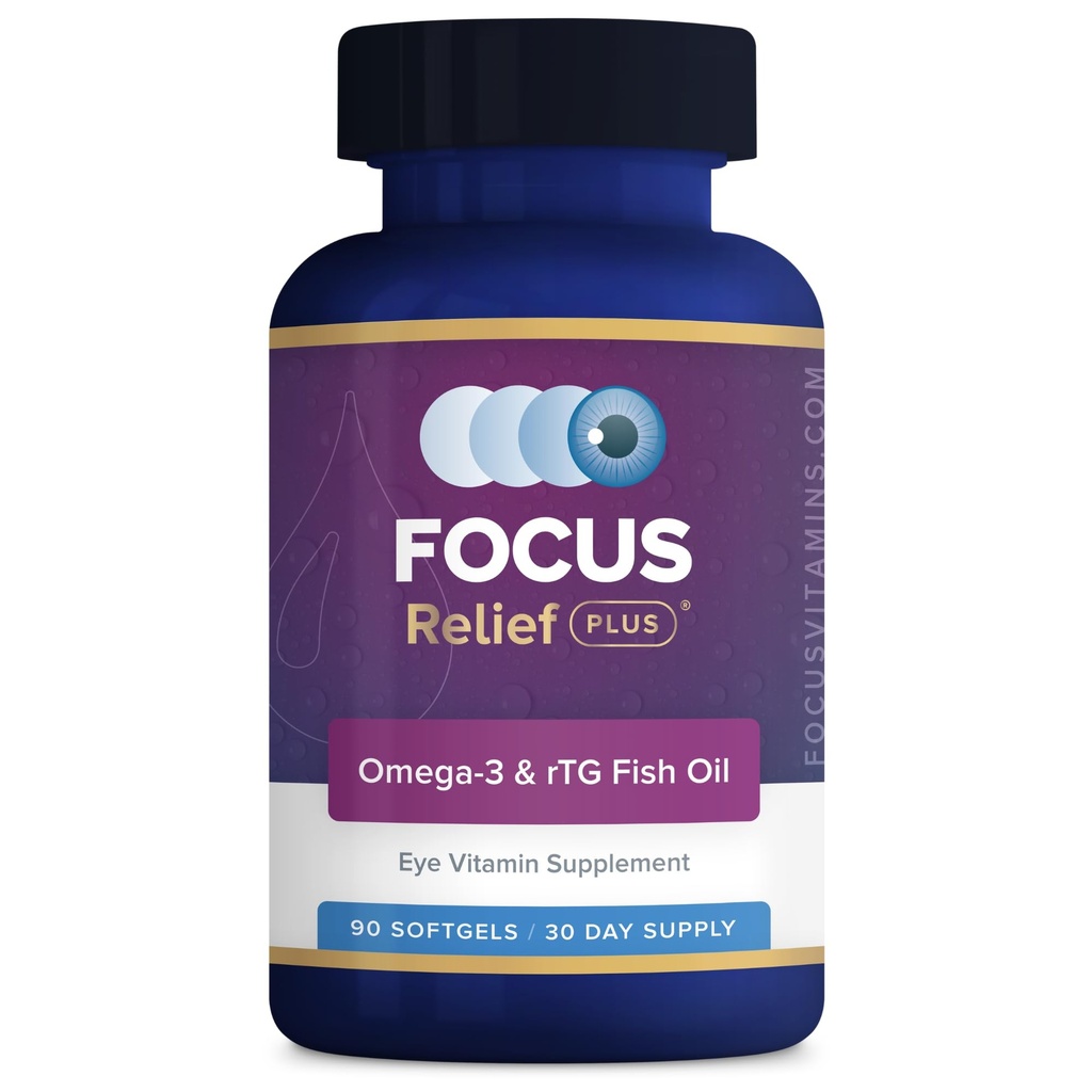 Relief Fokus Ditambah Formula Dry Eye (90 ct. 30 Hari Supply) Dry Eye Omega 3 Tambahan - Dry Eye Relief -Omega 3 Ikan Oil untuk Mata Kering
