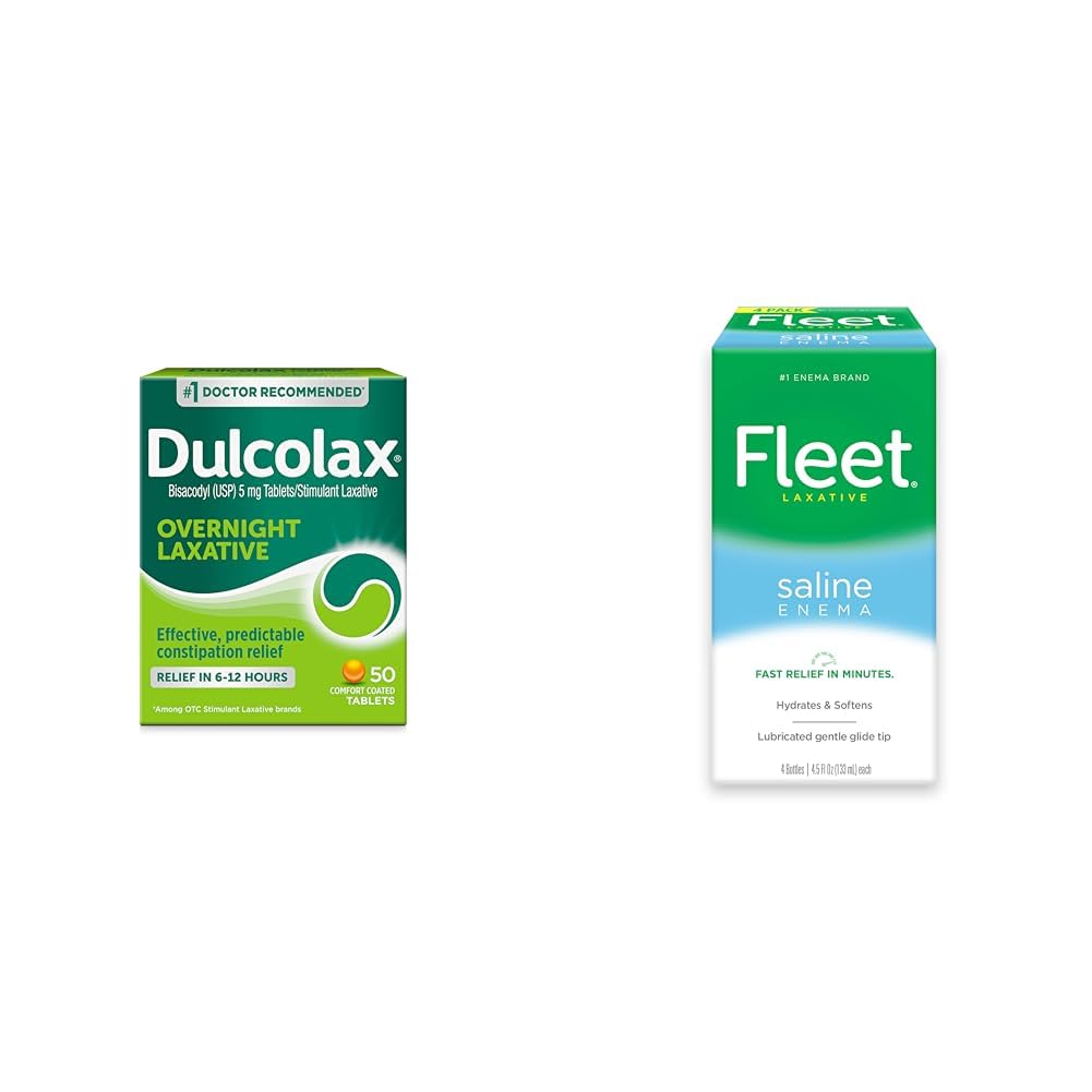 Dulcolax Overnight Relief Laxative 50 Count & Fleet Saline Communima Adult Relief 4 Botol
