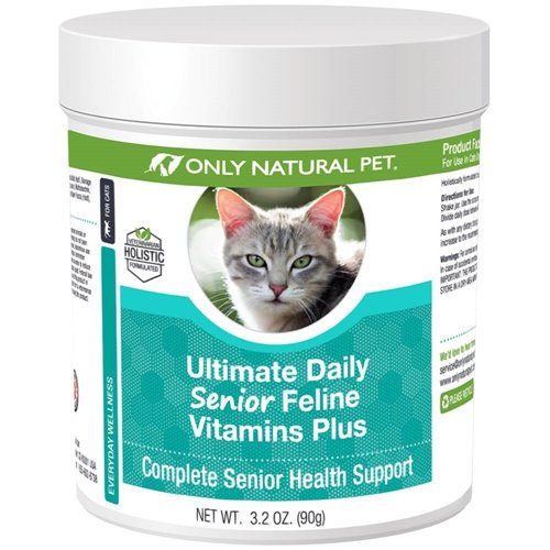 HANYA NATURAL PET Ultimate Senior Farine Multivitamin w / Taurine & L- Lysine - Powder Tambahan untuk Kucing Dewasa & Tua - Imune & Gabungan - Lengkap Vitamin Formula, 3.2oz