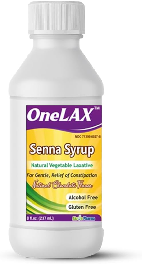 Senna Syrup 124; Natural Vegetable Laxative (8fl.oz Bottle) Natural Chocolate Flavor, untuk Lembut, Relief of Constipation