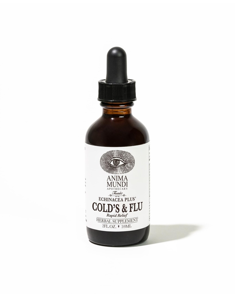 Anima Mundi Apothecary Cold 's & Flu Tonic - Imune Dukung Drops with Echinacea, Garlic, Turmeric Root & Fresh Ginger - Imune System Supplemen Liquid (2oz / 60ml)