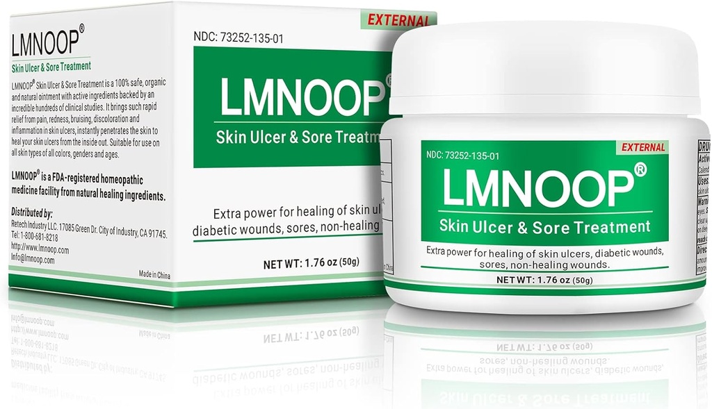 LMNOOP ® Skin Ulcer Healing Oquiling, for Foot & Leg Ulcers, Sores, Varicose Ulcers, Stasis Ulcers, Bedsores, Cuts, Burns, Skin Infeksi Natural Ingreations, Deep Weund Healing Ocure