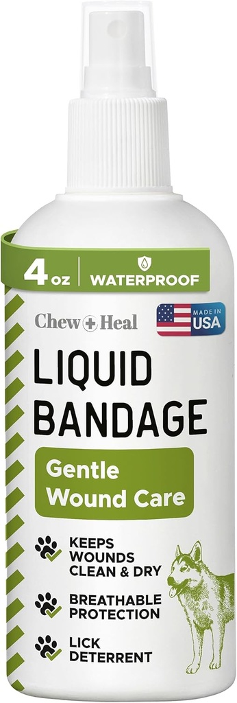 Pet Cair Bandage for Dogs - 4 oz Spray with Aloe - Wound Care for Dogs Included Cuts, Scrapes, and Straps - Breathable and Waterproof