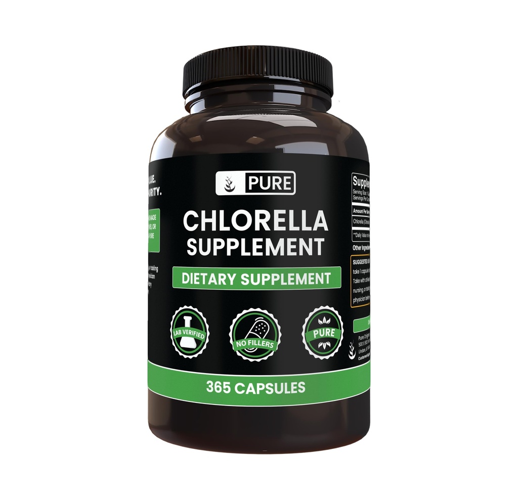 Murni Asli Ingrediens Chlorella (365 Capsules) No Magnesium Or Rice Fillers, Always Pure, Lab Verified