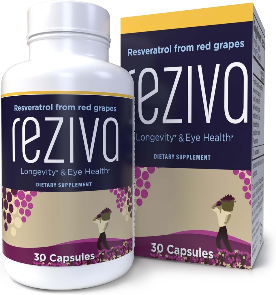 Reziva Resveratrol Supplemen - Potency Tinggi Ultra & Doctor Formulation - Transresveratrol Suplemen - Grapeseed Dengan Reveratrol - Untuk Umur-panjang, Kesehatan Mata Dan, Keseluruhan Well- Menjadi - 30 Veg Capsules