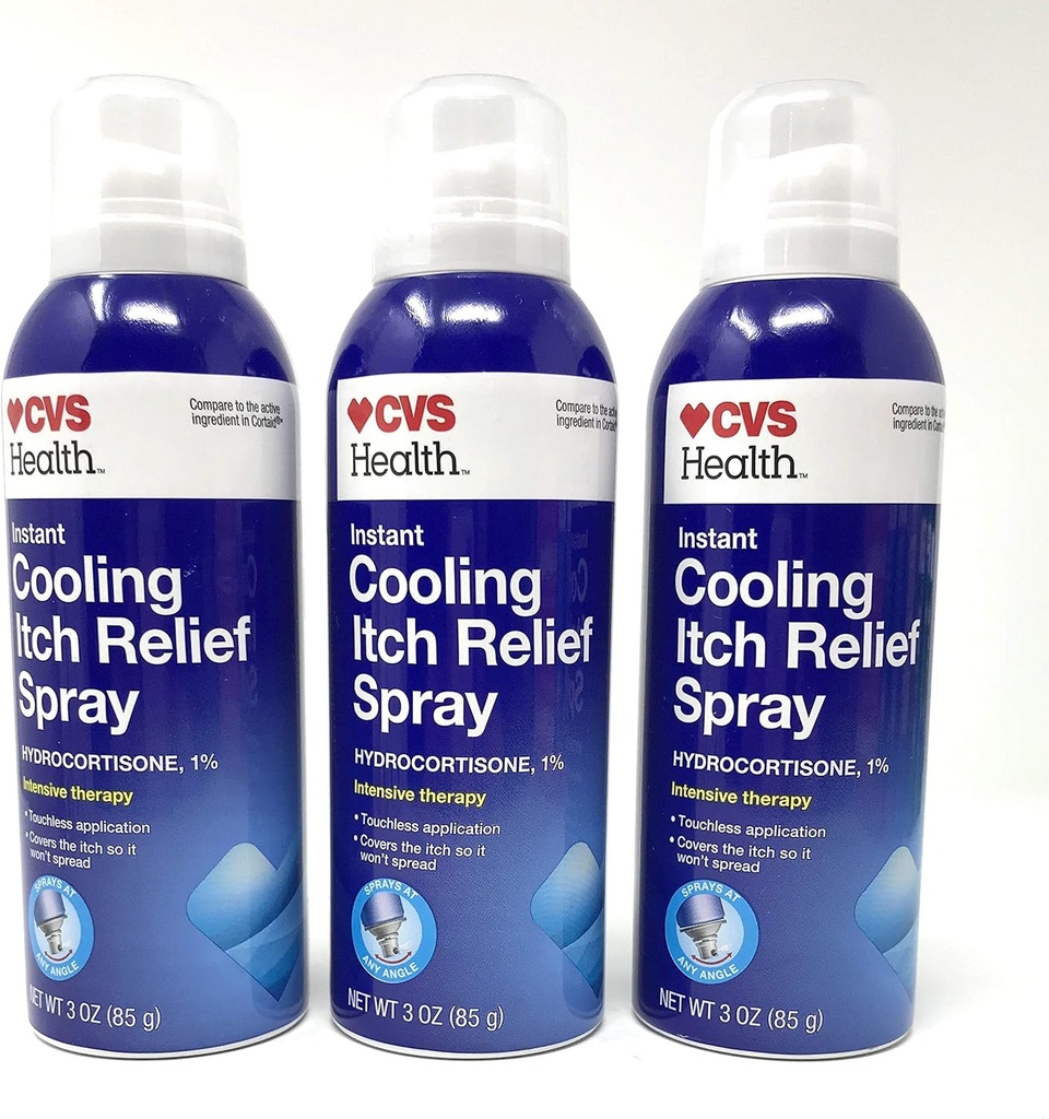 CVS Instant Cooling Itch Relief Semprot Hydrocortisone 1% Terapi Intensive 3 Oz (3 Pack)