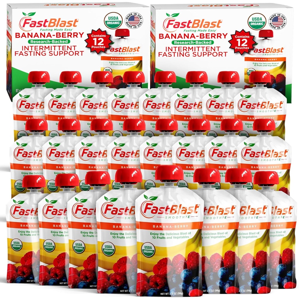 Fruit Smoothie Pouches Banana Berry- 2 Packs, 24 Pcs Smoothie Meal Replacemen- USDA Snack Organik Untuk Dewasa, Memeras Pouches Untuk Minuman, Soft Foods, Gluten Free Dairy Free Snacks