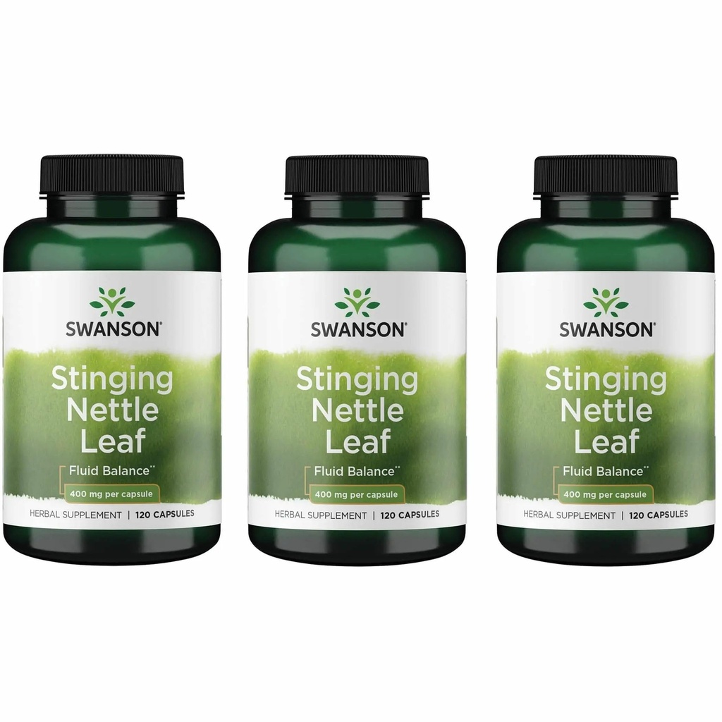 Swanson Stinging Nettle Leaf (Urtica Dioica) - Herbal Supplement Primoting Urinary Tract & Respiratory Health Suram Balance - (120 Capsules) (3 Pack)