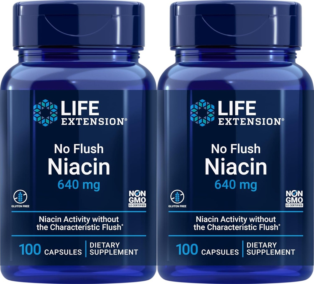 Ekstensi Hidup No Flush Niasin 640 mg, 100 Capsules (Paket 2)