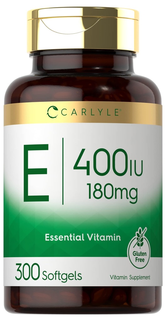 Carlyle Vitamin E Softgel Capsules 400 IU 124; 180mg 124; 300 Count 124; Non-GMO dan Gluten Free Formula