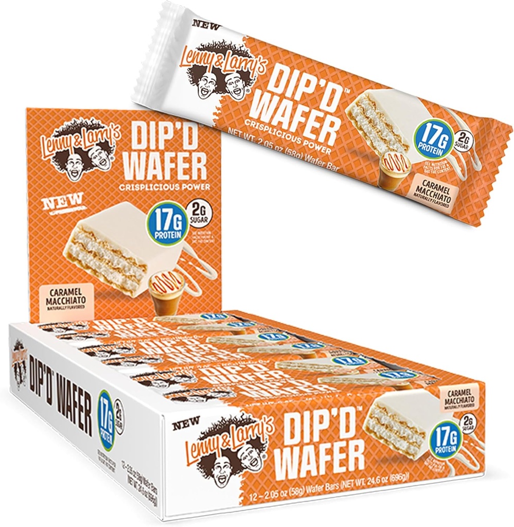 Lenny & Larry 's The BOSS! Animunitas Bar ™, Macchiato Caramel, 17g Dairy & Plant Protein, Propoles, Box of 12