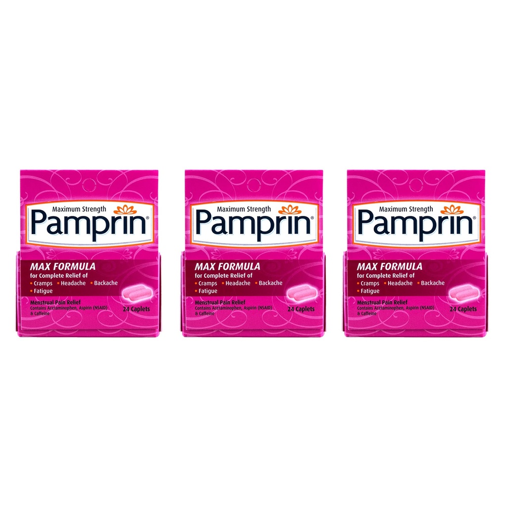 Pamprin Maximum Kekuatan Formula, 24 Caplets (Paket 3)