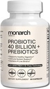 Probiotik 40 Miliar + Prepotik: 4 Strain Diverse - Digetical & Gut Health (60 Capsules) - Probile For Women & Men - Natural Average 124; Gut Health & Imune Suppport Supplemen 126; Menyediakan Dukungan Digetives