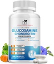 Glucosamin Chondroitin MSM Kapsul, Glucosamin 1500mg dengan Collagen, Turmeric, Suplemen Bersama untuk Pria, 180 Kapsul