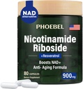Tambahan Baru Nicotinamide Riberide Resveratol- 900mg, Tambahan untuk Pria dan Wanita (80 Kapsul)