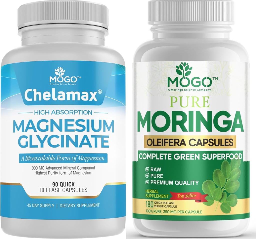 MOGO Pure Magnesium Glycinate dan Moringa Capsule - Superfood + Better Mineral