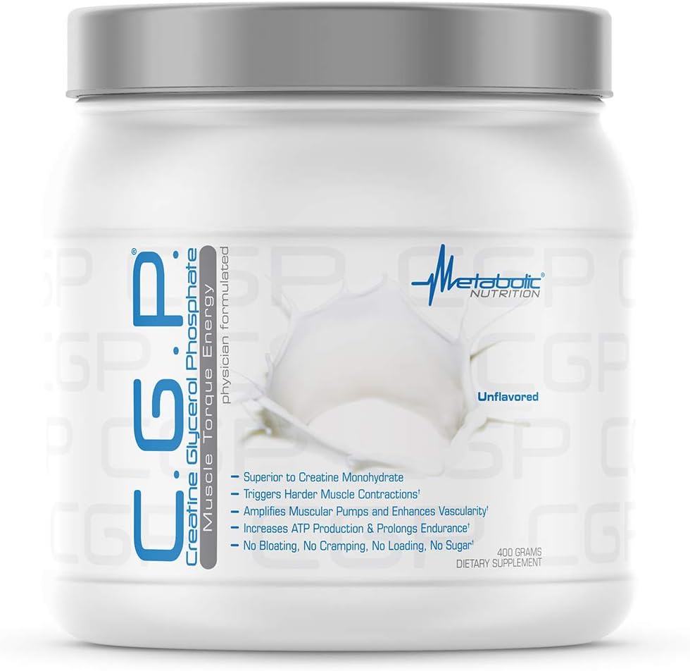 Nutrisi Metabolic, CGP, Creatine Glycerol Pfosfat, 100% Micronized Creatine Powder, Pra Intra Post Workout Supplemen, Unflafeted, 400 Grams