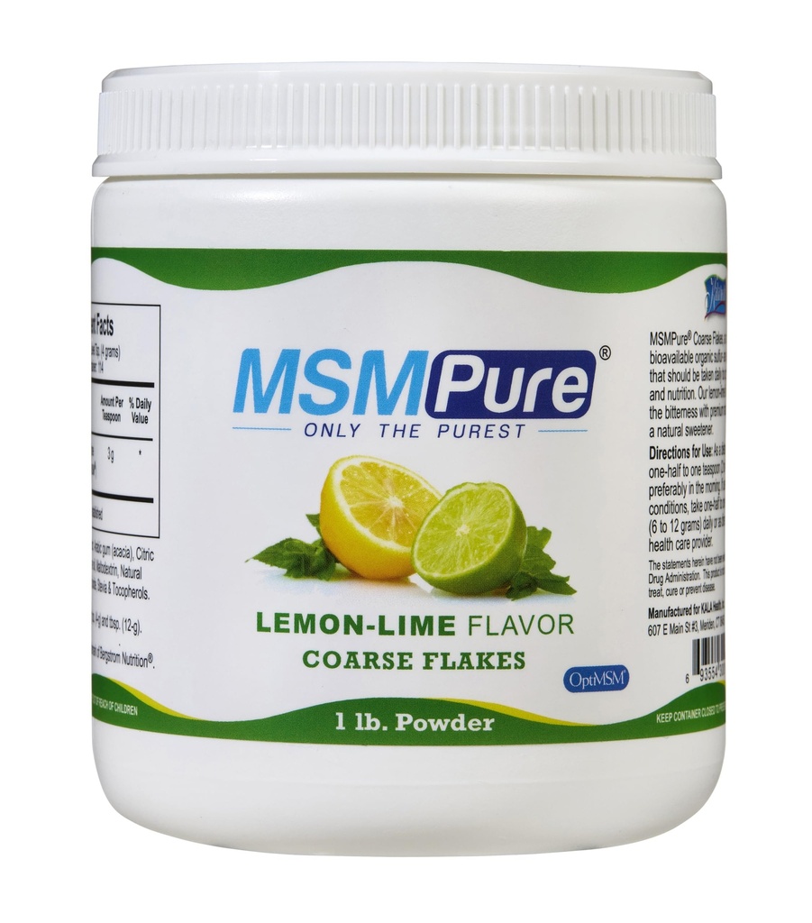 KALA HEALTH MSMPure Lime Flavored Coass MSM Powder - US-made MSM untuk Kesehatan Gabungan, Penampilan Skin, dan Dukungan Rambut & Nail - 1 Ibb, Sulfur Organik
