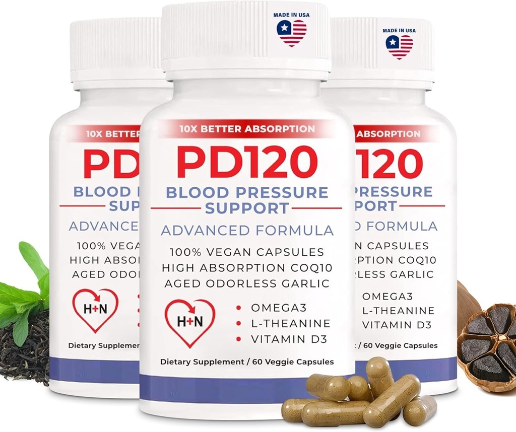 Suplemen Tekanan Darah untuk Membantu Mengurangi Tekanan Darah Tinggi Tentu, CoQ10, Nitric Oxide, Black Odorless Aged Garlic, Omega 3, L- Theanine, Vitamin D3 untuk Tekanan Darah Dukungan